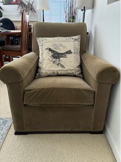 Comfy, Solid Chair In Muted Olive Green Plus Pillow