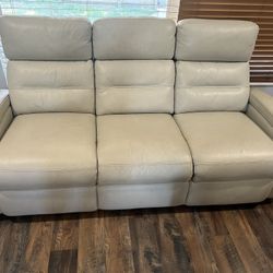 2 White Leather Sofas 