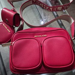 Red Michael Kors Messenger Bag