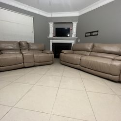 Cindy Crawford Genuine Leather Set (Sofa & Loveseat) Free Delivery!)