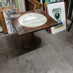 antique marble-top pedestal side table