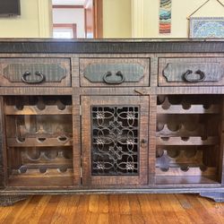Dark Wood TV Stand/Wine Storage
