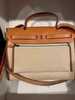 Hermès Herbag Zip Canvas and Leather Bag