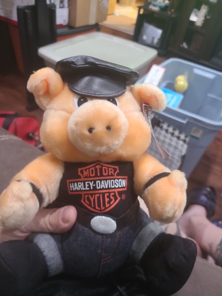 Harley Davidson Cycles Hog Plush Biker Pig Stuffed Animal Play By Play 1993 Tag New