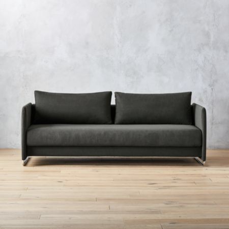CB2 tandom microgrid grey sleeper sofa