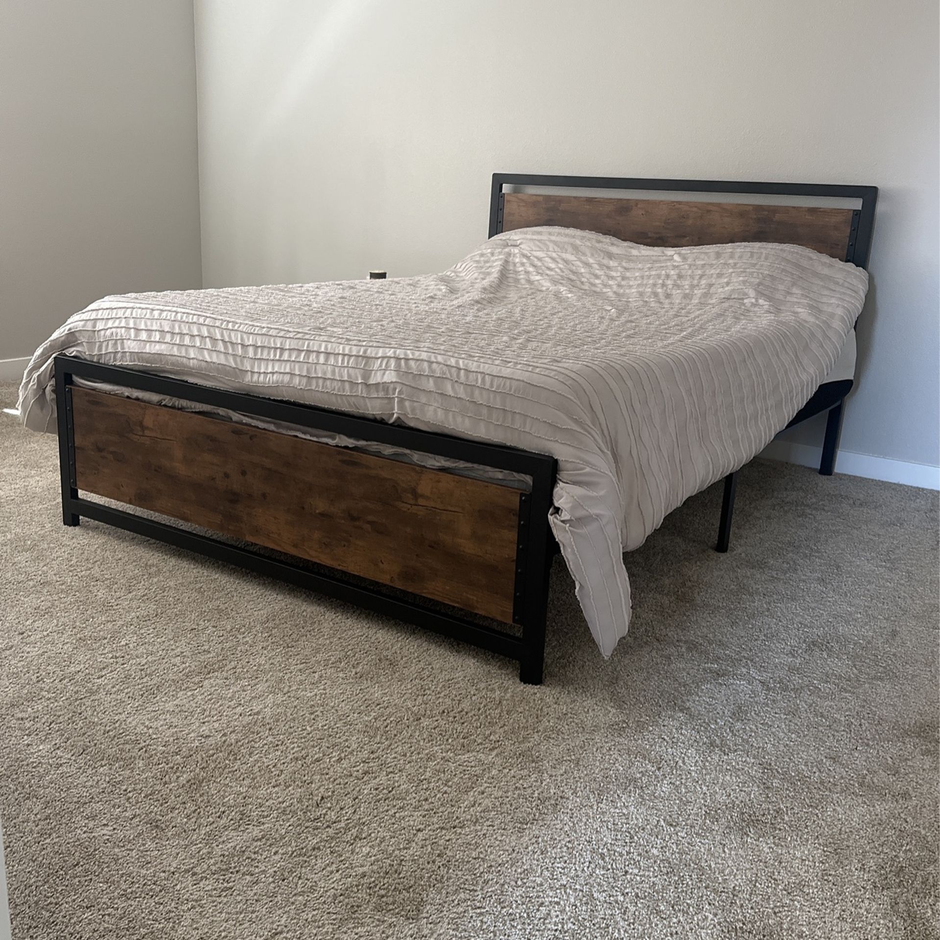 Premium Wood + Medal Bed With Mattress 