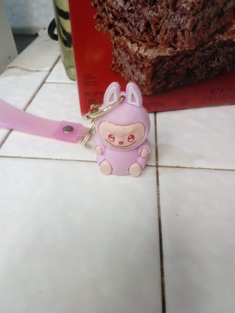 Mini Labubu Keychain Pink