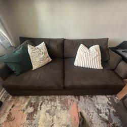 Crate & Barrel Espresso Brown Couch + Sectional 