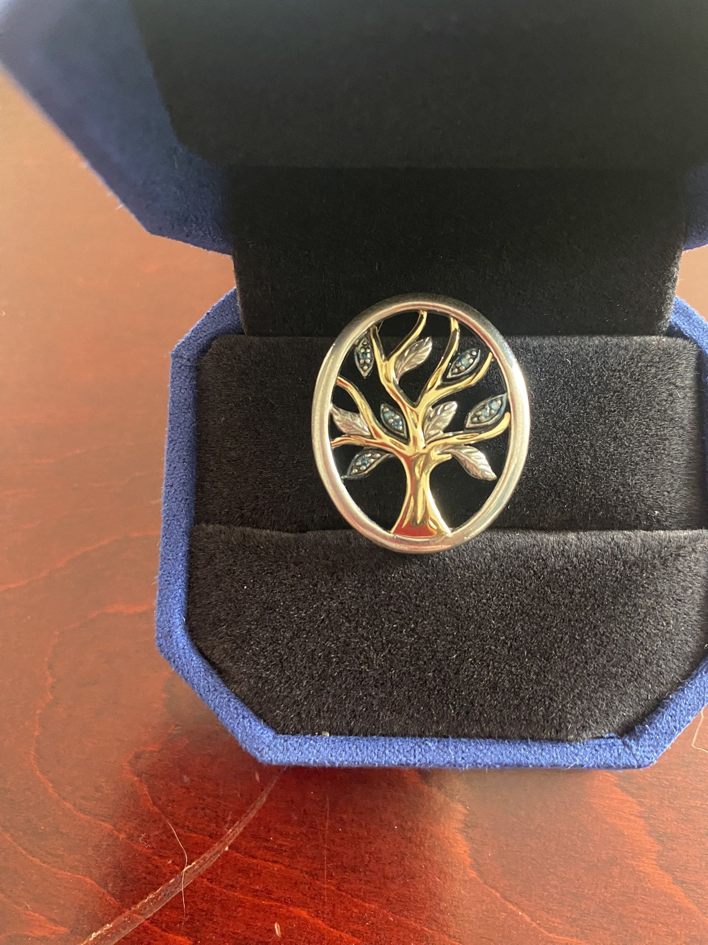 Two Tone Blue Diamond Tree Pendant