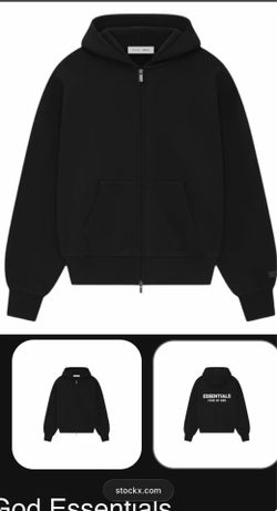 Essentials fear of god zip up hoodie