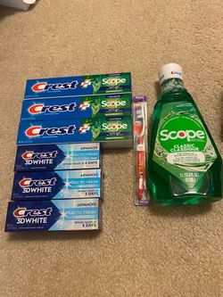 6 Crest Toothpastes With Mouthwash And Toothbrush