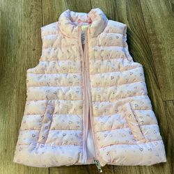 Light Pink Heart Embossed Puffer Vest Size 5-6