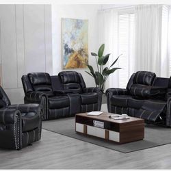 Lexington Black 3-Piece Reclining Living Room Set ) sectional couch sofa loveseat options