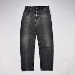 Levi's 550 Jeans Mens 33x33 (Tag 36x34) Orange Tab Made in USA 90s Faded Black