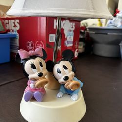Vintage Disney Baby Mickey & Minnie Mouse Nursery Table Lamp