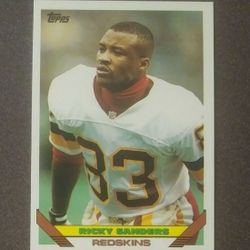 1993 Topps Ricky Sanders Washington Redskins #95 Wide Receiver Football Card Vintage Collectible Sports NFL National League Professional