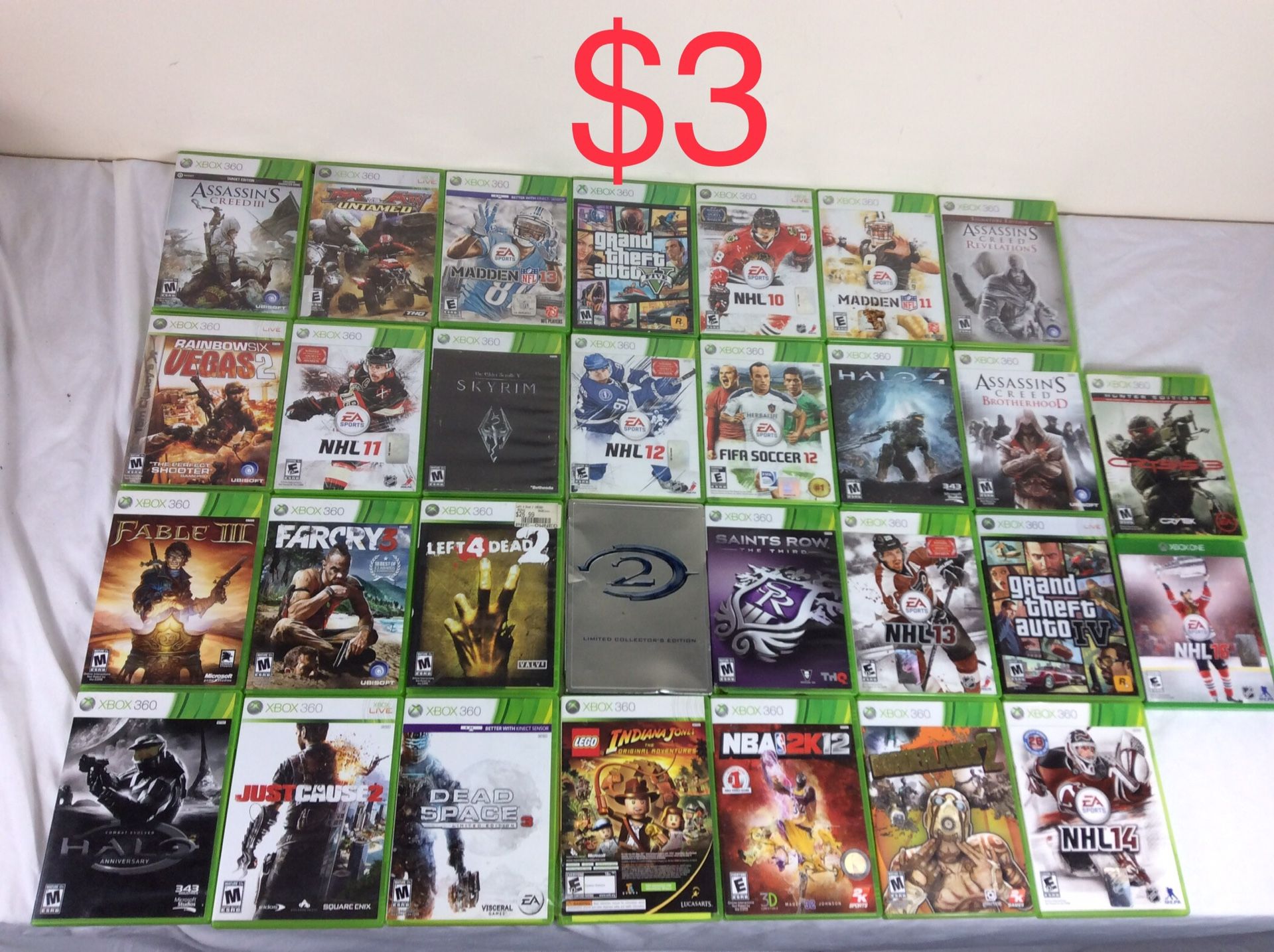 Collection of Xbox 360 Video Games for $3 Each