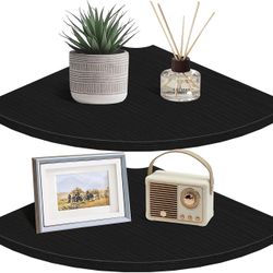 Homode Corner Floating Shelves, 12" Deep Corner Shelves Wall Mounted with Cord Hole, 2 Tier Curved Corner Hanging Shelving for Wall Storage, for Cable