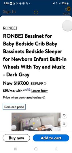 RONBEI Baby Bassinet Bedside Sleeper, Bedside Bassinet with Storage