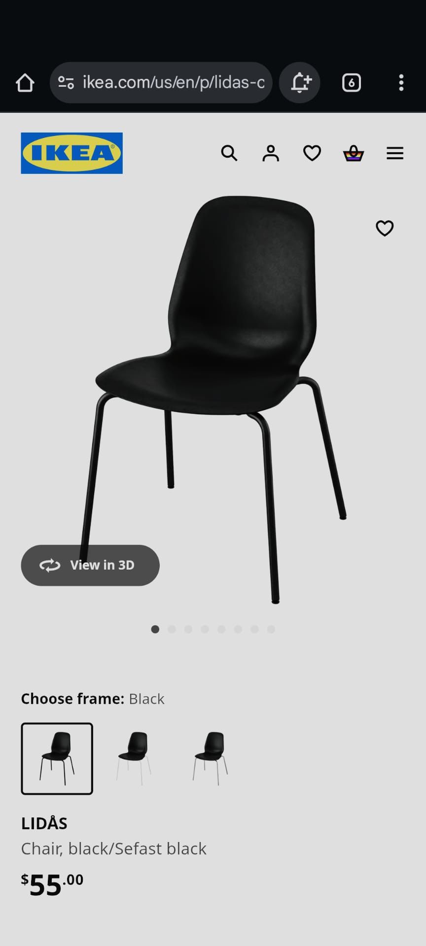 2 black IKEA Lidas Dining Chairs