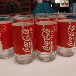 7 Vintage Coke Glasses 