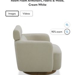 CHITA Modern Swivel Accent Barrel Chairs with Adjustable Backrest, Living Room Foam Armchairs, Fabric & Wood, Cream White