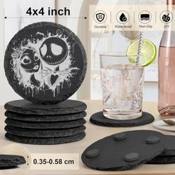 Jack And Sally Slate Coaster Set Of 4 