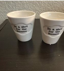 Set of 6 Sooners ceramic shot glasses