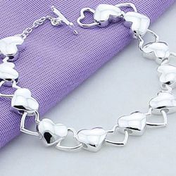 Sterling Silver Hearts Bracelet 