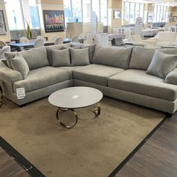 Custom Grey Beige Fabric L-Shape  Sectional  