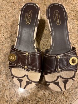 Vintage Coach Wedge Slides 9