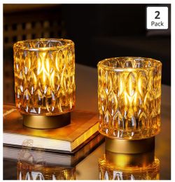 Battery Operated Table Lamps Timer, Mini Crystal Lamp for Area No Plug