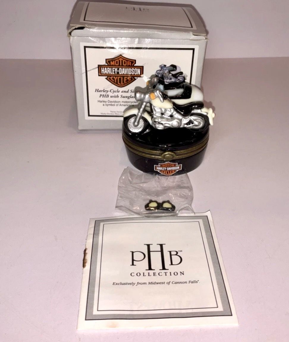 Harley-Davidson PHB Collection Trinket Box Motorcycle With Box & Sunglasses