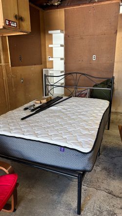 Full Size Bed Frame + Mattress Set – Like New (Only Used 6 Months)