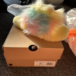 Ugg K FLUFF YEAH SLIDE TIE DYE Size 3 Slippers 