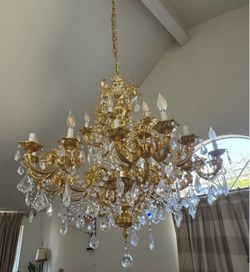 Vintage Rococo Luxury Crystal Pendant Chandelier Louis XV French