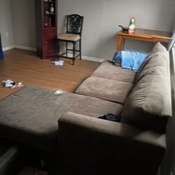 Large Brown Microfiber Sectional Sofa