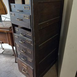 Antique Wood Filing Cabinet