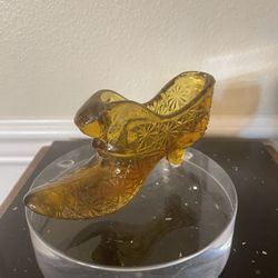 Vintage LE Smith Amber Glass Shoe 