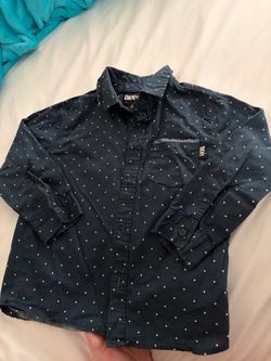 DKNY Kids Navy Polka Dot Button-Up Shirt