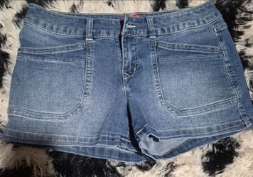 UNIONBAY Utility Denim Shorts Women Size 7 28W Blue Cotton Pockets