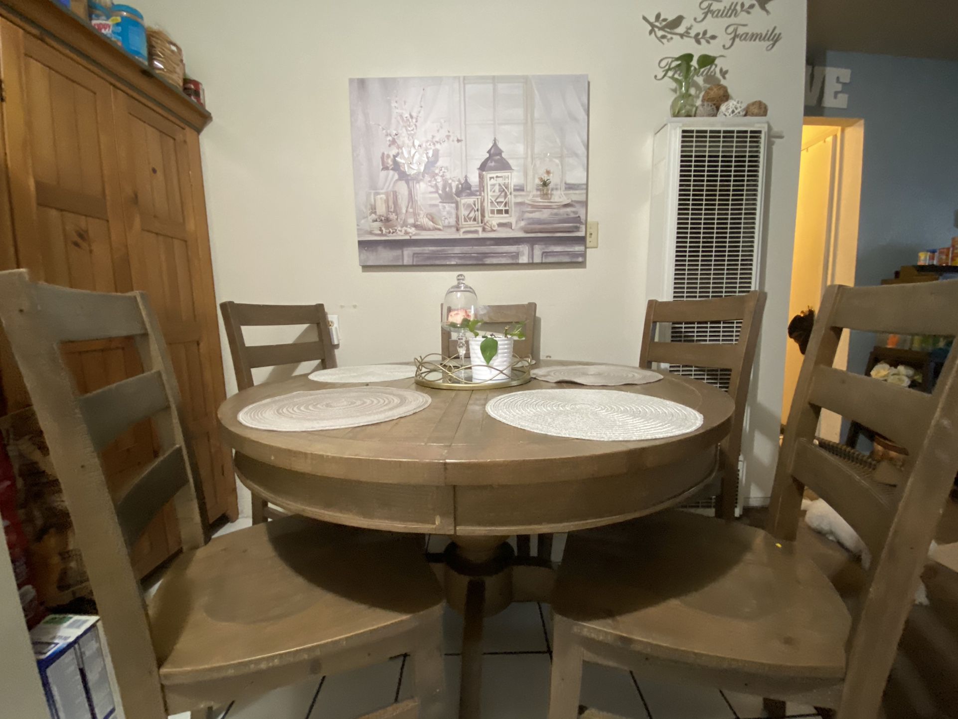 Rustic Woden Table With 5 Chairs (GOOD WOOD)