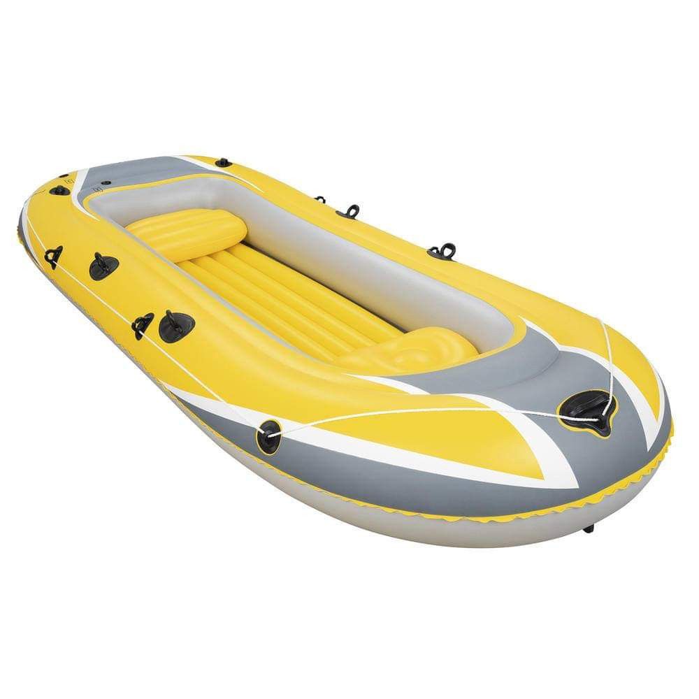 Photo Yellow Raft Boat Inflatable Three 3 Person Adult Rafting River Lake