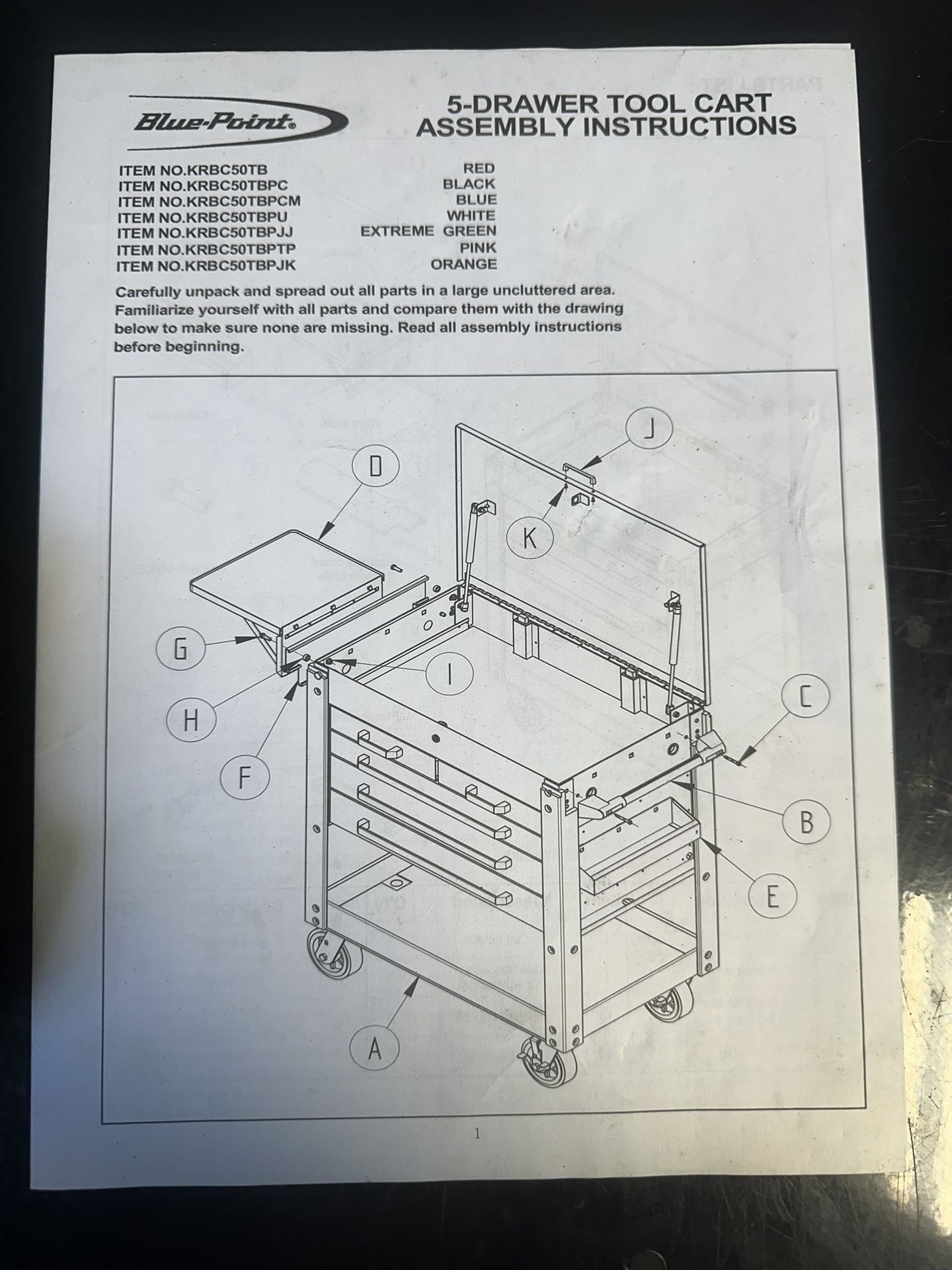 Bluepoint Roller Toolbox Cart