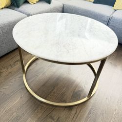 Milan Round White Marble and Metal Coffee Table