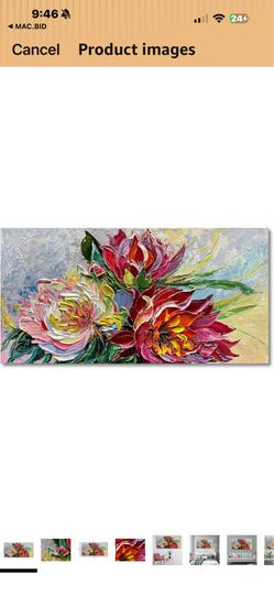 Stunning Hand Painted Thick Texture Abstract Flowers Oil Painting - Shades of Pink - 24x48