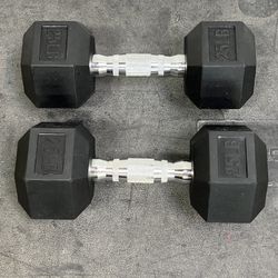 Pair of Rubber Coated Hex Dumbbell Hand Weight Set, 50 Pound (25lbs Each) - NEW
