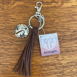 New Key Chain Strength Charm & Brown Tassle