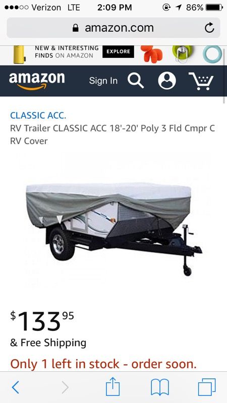 New RV trailer classic ACC 18–20 ft probably 3 folding camper cover