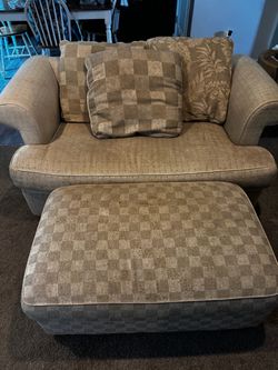 Chair and a half with ottoman.